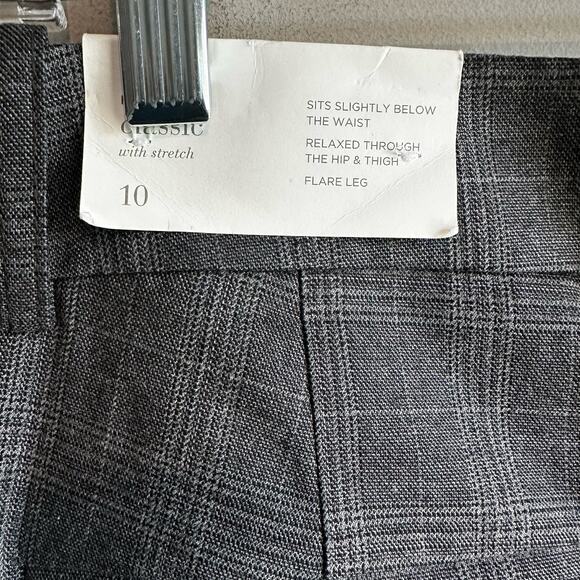Loft Kate Classic Flare Leg Cuffed Trouser Pant Grey Glen Plaid 10 - Picture 7 of 10